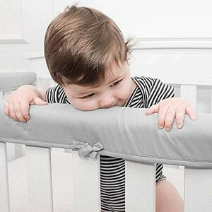 NEW TillYou 3pk Microfiber Reversible Crib Rail Covers. Gray/White 51x7" & 27.5"